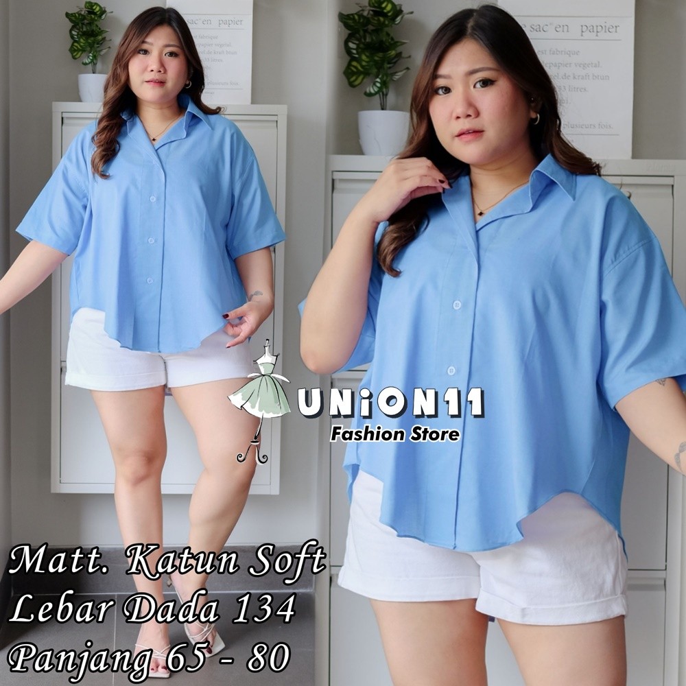 [𝗗𝘆𝗻𝗮𝗿𝗮]  KEMEJA JUMBO XXXXL WANITA LD 130 /  ATASAN JUMBO WANITA LD 130 / KEMEJA WANITA JUMBO LD 13