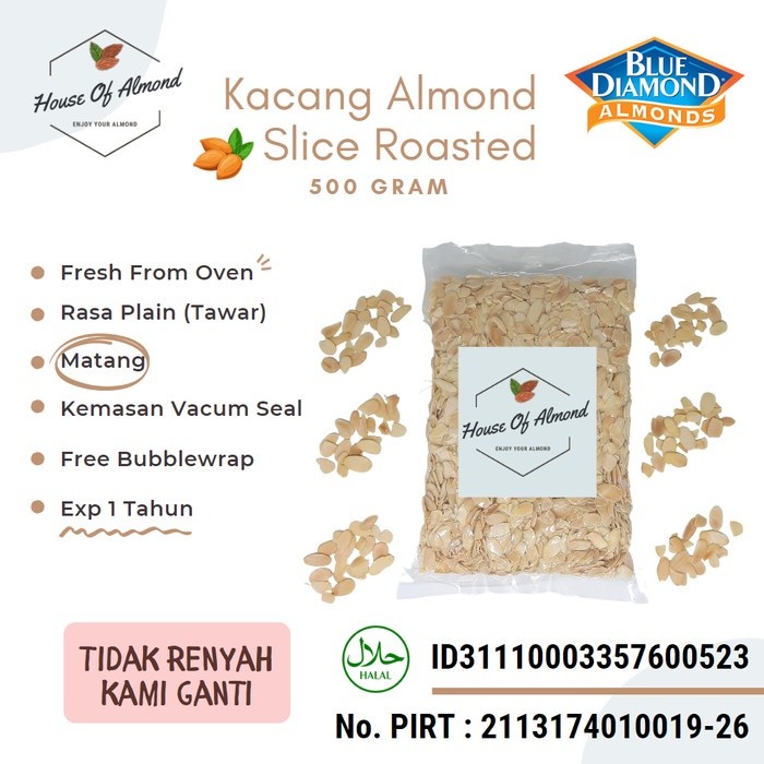 

Kacang Almond Slice panggang (roasted/oven) 500gr