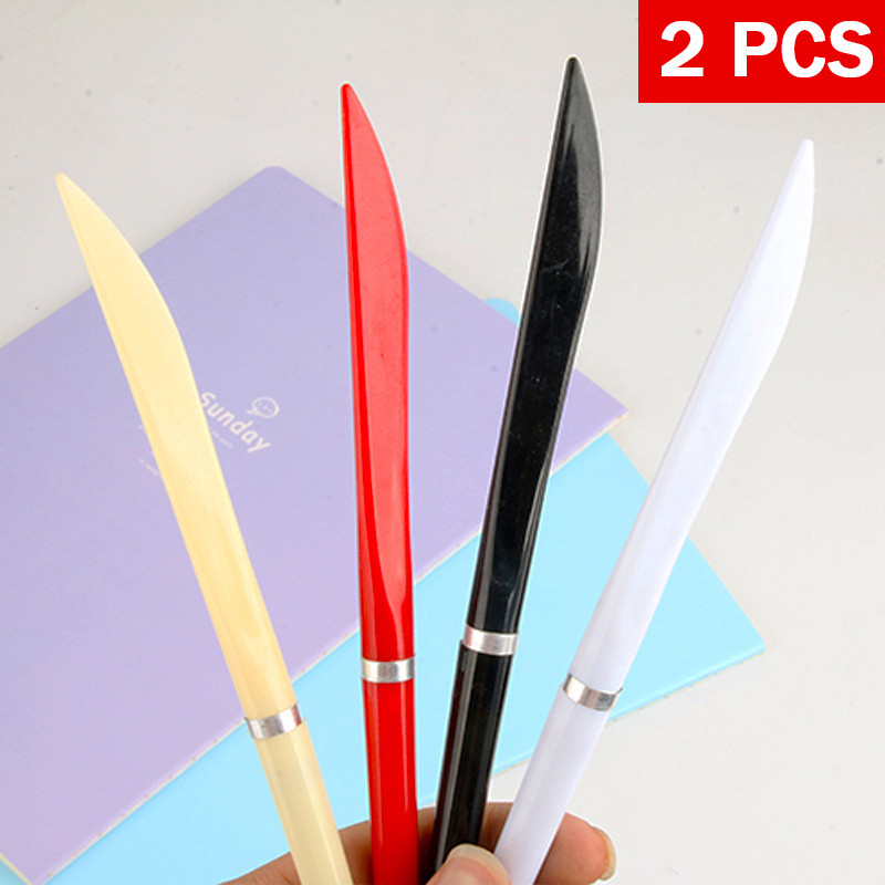 

2 PCS Multi-functional Ballpoint Pen With Box Opener Safety Plastic Knife Cutable Pens Household Office Stationery Blue Gel Ink