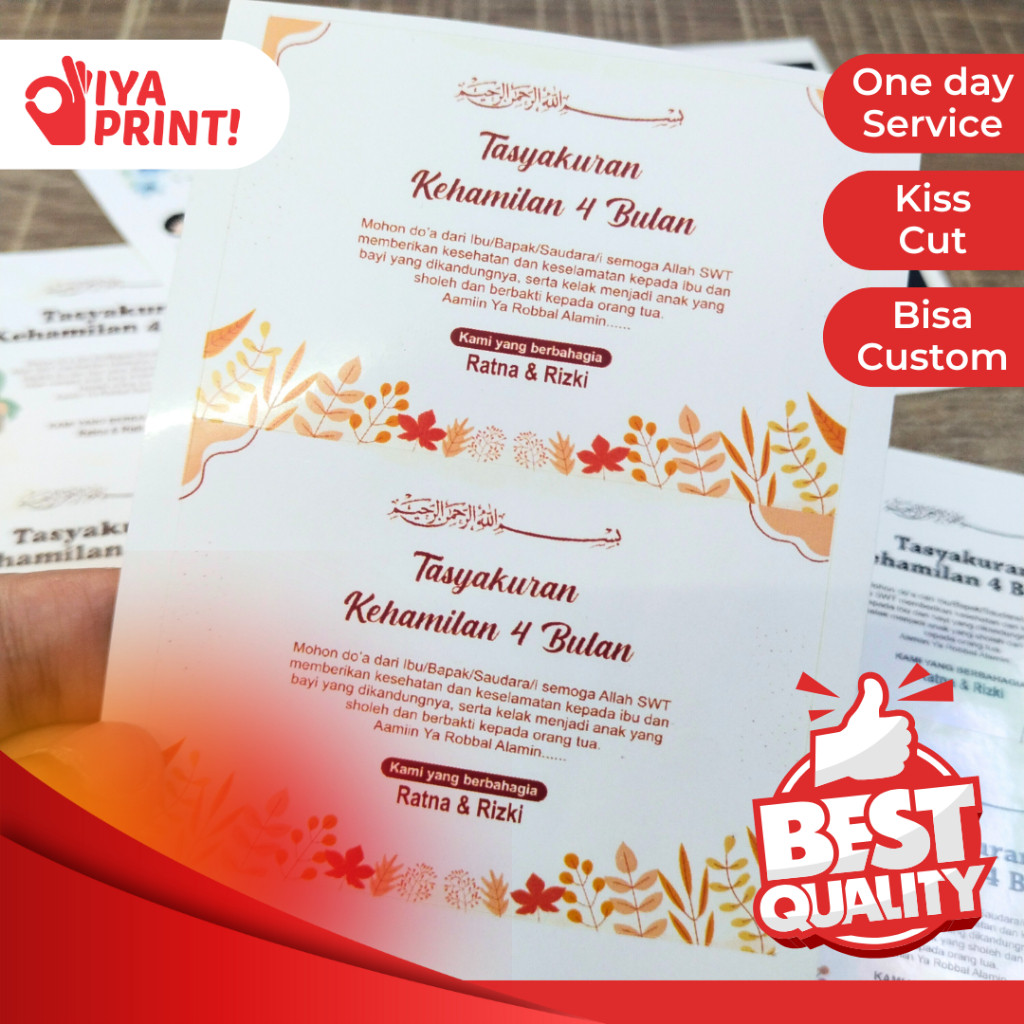 

Sticker dan Kartu Ucapan Stiker Card Tasyakuran Kehamilan 4 Bulanan Free Design