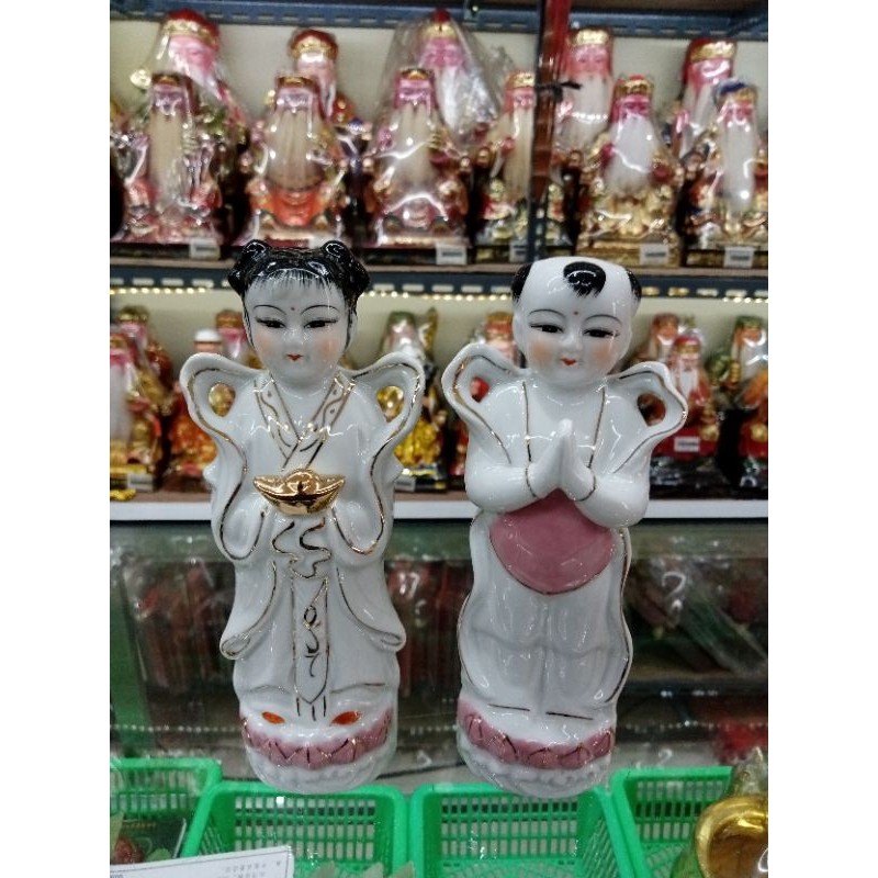 patung pengawal dewi kwan im/kwan in/guan yin- keramik- 8inch-gl