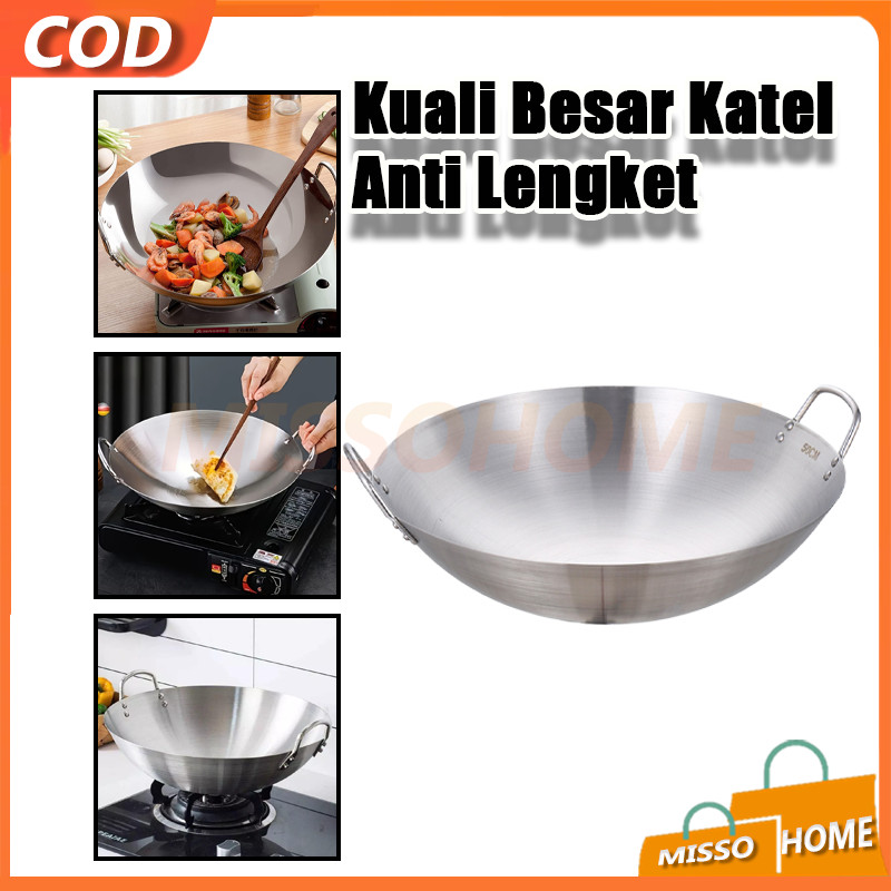 Kuali Besar Katel Anti Lengket/Pegangan Stainless Steel Kuali Besar Katel Anti Lengket/Kuali Premium