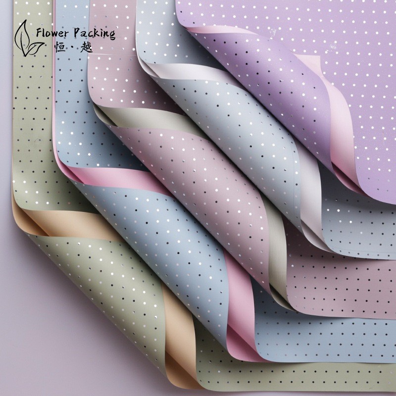 

[ 20 LEMBAR ] Flower Wrapping Paper Small Polkadot Cellophane Kertas Buket Dua Warna Bi Color Motif Polkadot Kecil KB6031