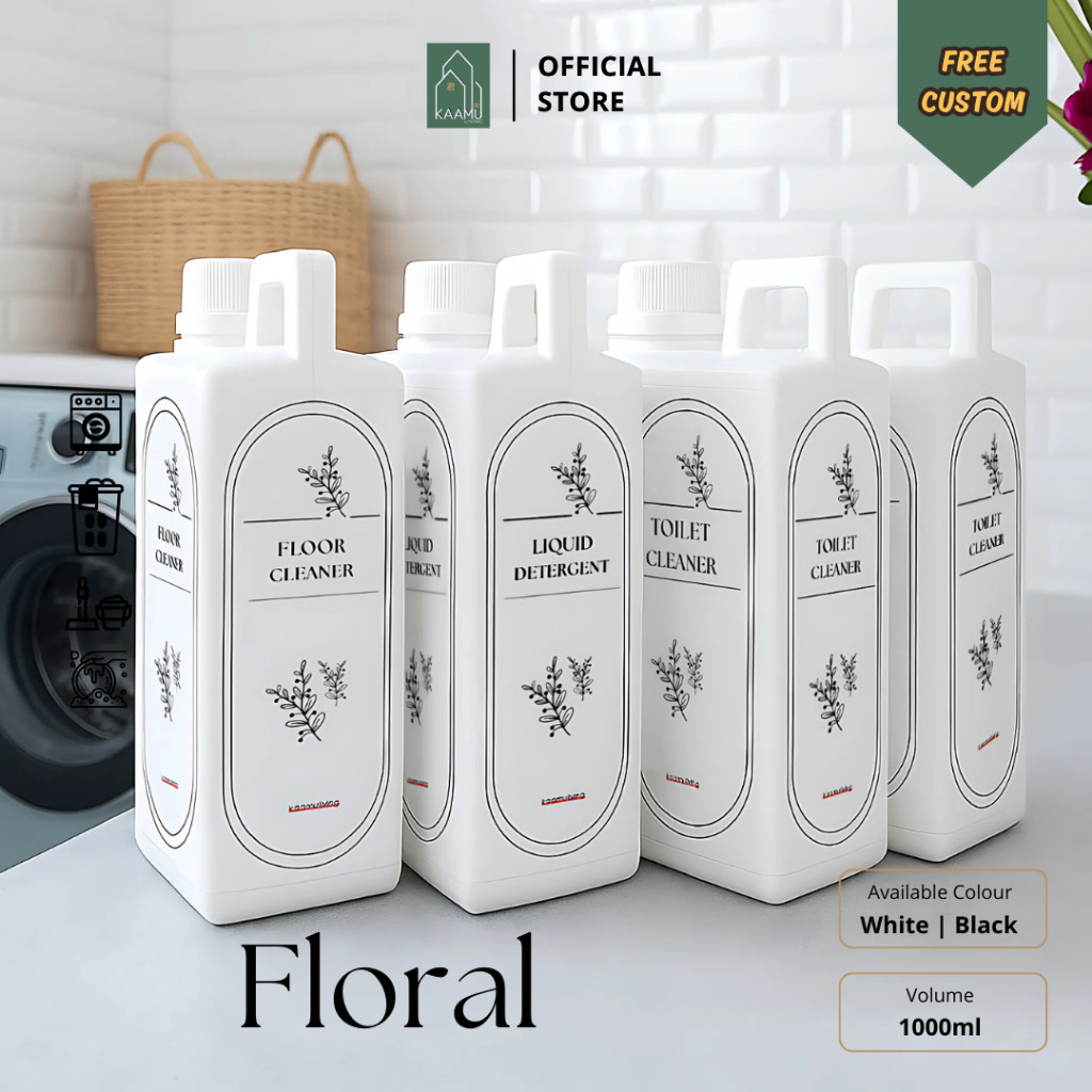 TOKITOKI - FLORAL | Jerrycan Series TALL Botol Organizer Aesthetic Refill Laundry Cleaning / Tempat 