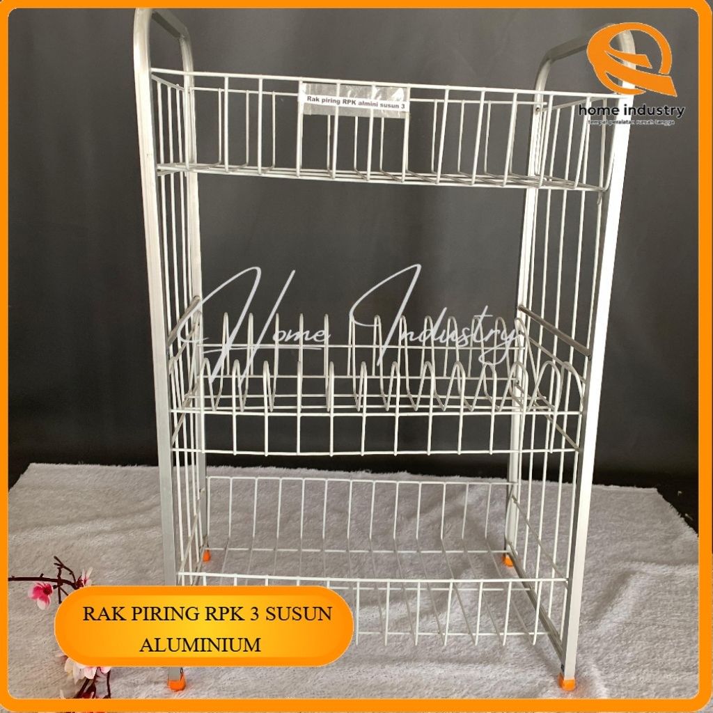 RAK PIRING ALUMINIUM RPK 3 SUSUN/Rak Dapur/Rak Piring Stainless Steel/Rak Wastafel/Rak Pengering