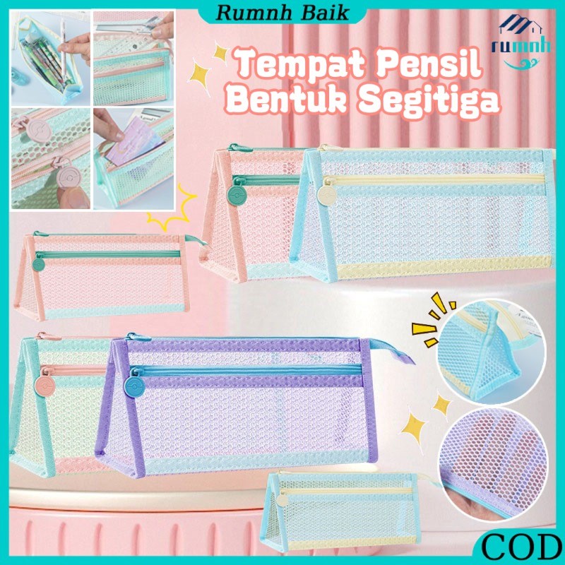 

Tempat Pensil Jaring Large-Capacity/Tempat Pensil Bentuk Segitiga/Tempat Pensil Mesh Transparent
