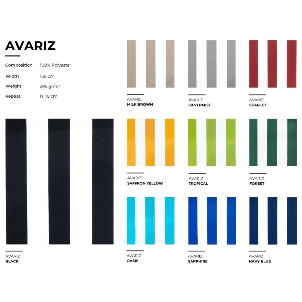 Kain Bahan Outdoor Waterproof Cover Sofa Anti Air Motif Stripe Garis Salur SOLARTEX - Avariz (Furnit