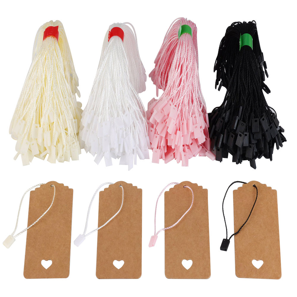 

200/1000pcs 4 Colors DIY Clothing Tag Rope Square Head Hang Tag Polyester Rope String for Snap Lock Pin Loop Tie Fastener