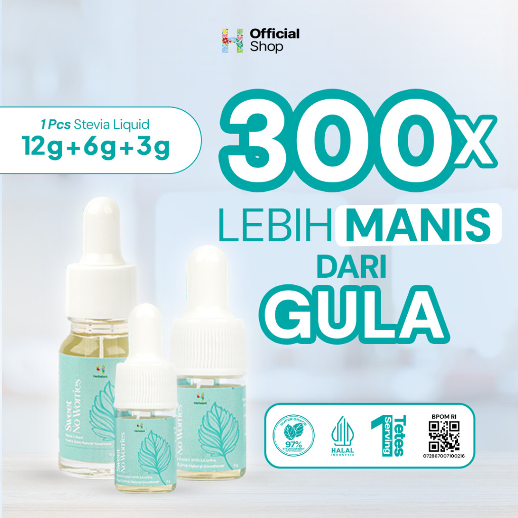 

Herbalant Stevia BPOM Sweet No Worries - 12 gr | 6 gr | 3 gr | Stevia Tetes | Gula stevia (Pilih Ukuran)