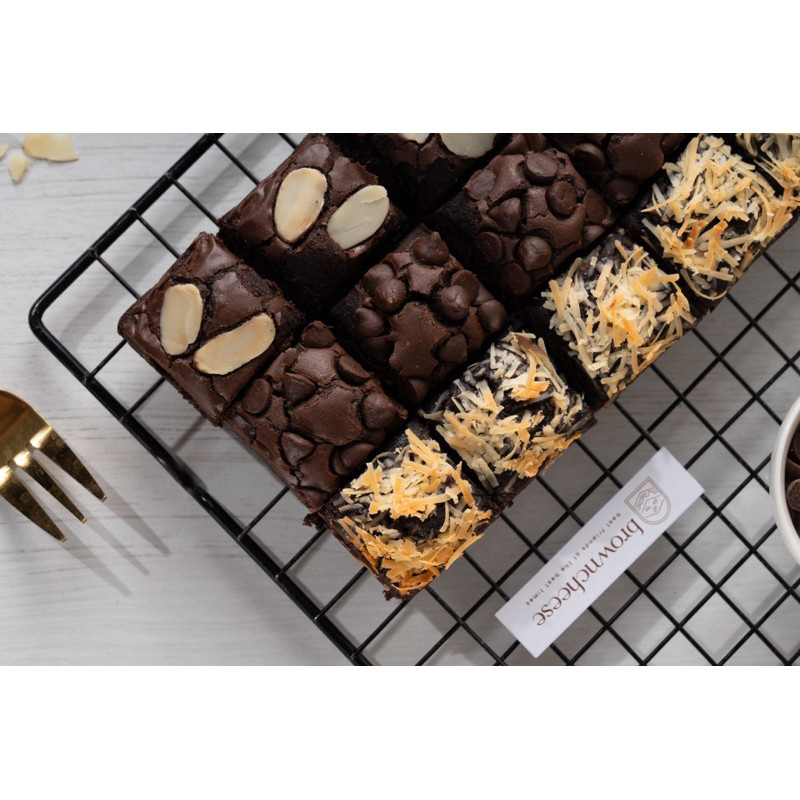 

Browncheese Brownies panggang sekat mix topping