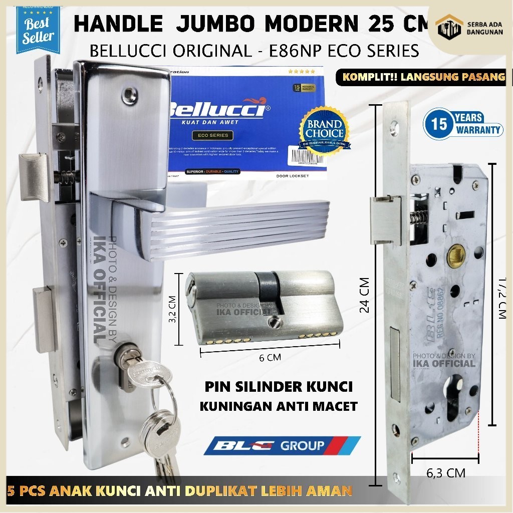 SAB Kunci Pintu Besar Bellucci E86 NP Handle Pintu Bellucci ECO SERIES / Kunci Bellucci tiger NP / K