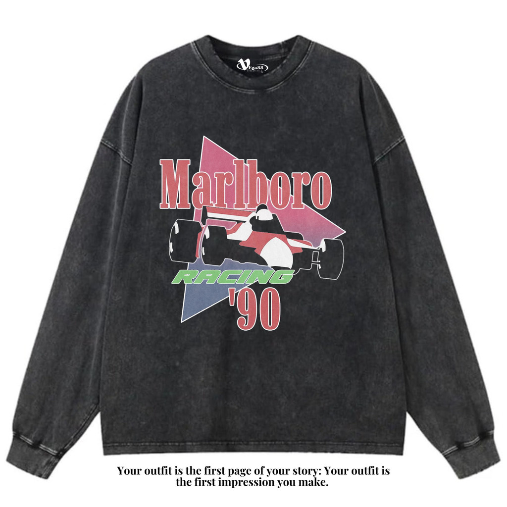 VEGA88 *Marlboro 90s* Kaos oversize longsleeve | t-shirt oversized | kaos washed | washing | vintage