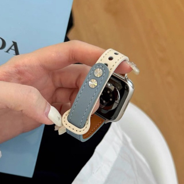 JAMIN MURAH Mini Dual tone strap single tour leather slim wanita Apple watch 40mm 42mm 45mm 41mm 38m