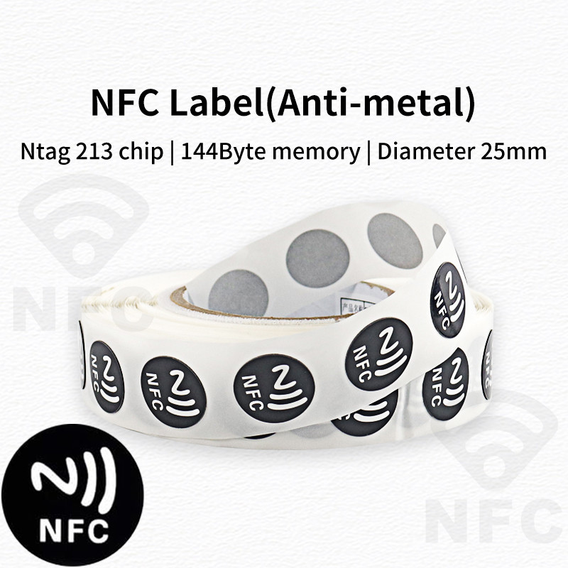 

Ntag213 Tags Anti Metal 25mm Diameter Rewritable Adhesive Label for TagMo NFC-Enabled Smartphones