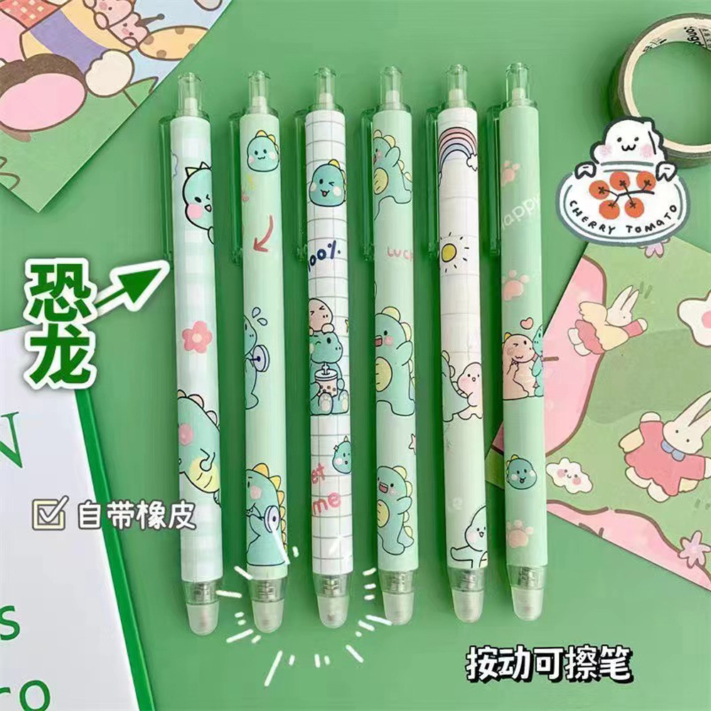 

6Pcs Kawaii Erasable Gel Pen 0.5mm Refills Ballpoint Pens for Kids Writing Pen Cute Stationery School Office Writing Supplies