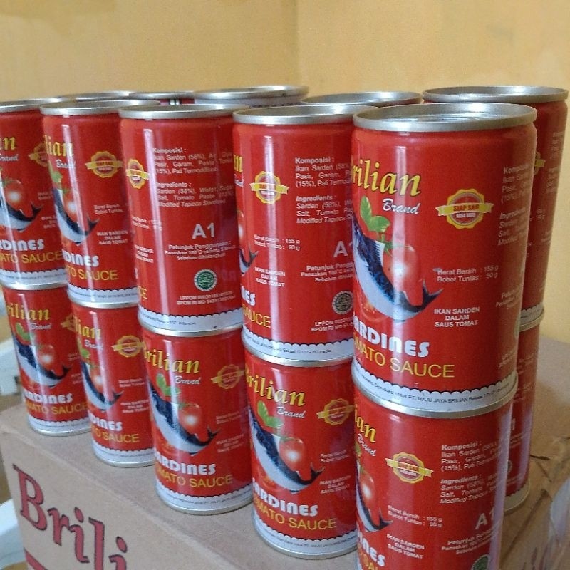 

sarden brilian sauce tomat 155 gr paket 20 kaleng exp 2028