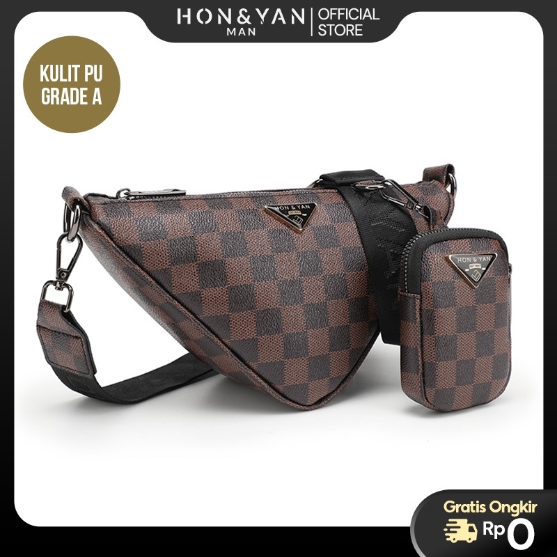 MK87YH HONYAN MAN Tas Pria Import Tas Selempang Pria Original Branded Tas Unisex - Vinton Sling Bag