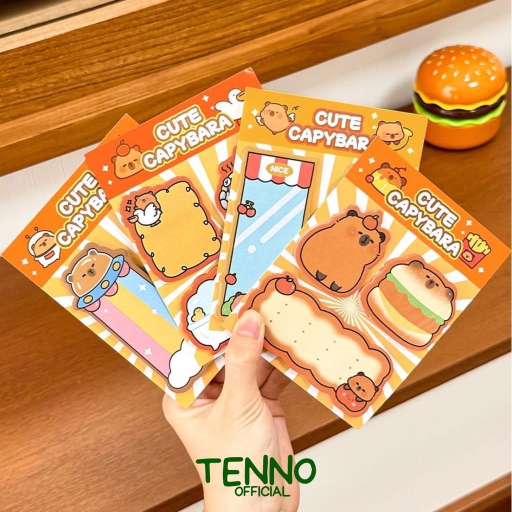 

TENNO Sticky Notes Capybara Cute 60 Lembar Note Tempel Estetik Kertas Catatan Stick Note Random
