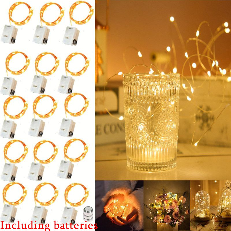 

Battery Powered 10/20 Pack String Fairy Lights Silver Copper Wire Decorations Lights for Wedding Party Christmas Room Decoration
