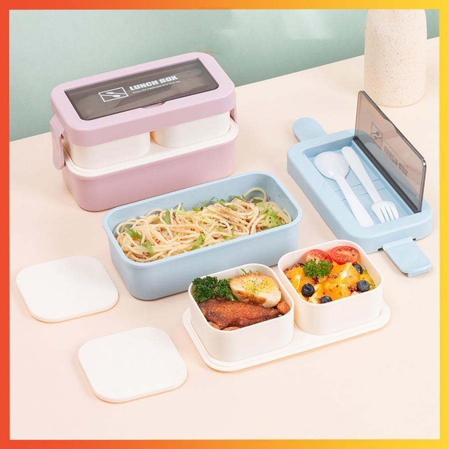 LUNCHBOX KOTAK MAKAN ANTI TUMPAH 2 SUSUN KOTAK BEKAL PREMIUM