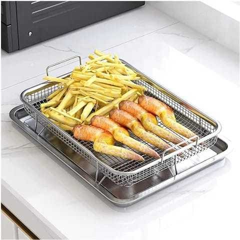 

KERANJANG SARINGAN STAINLESS STEEL TEBAL ANTI KARAT / PENIRIS SAYUR / PENIRIS MINYAK GORENGAN 1 SET DENGAN NAMPAN / OVEN BACKING SET