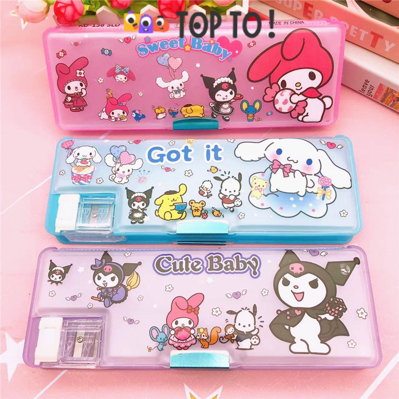 

（2sisi）Tempat Pensil Box Magnet Karakter / Kotak Pensil Magnet Karakter Dengan Rautan Mini / Pensil Case Sanrio Kuromi Hologram Lucu