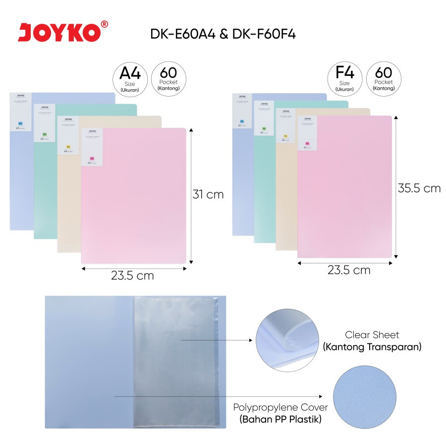 

[MSS] Document Keeper Clear Holder Map File / Folder JOYKO DK A4 Pastel