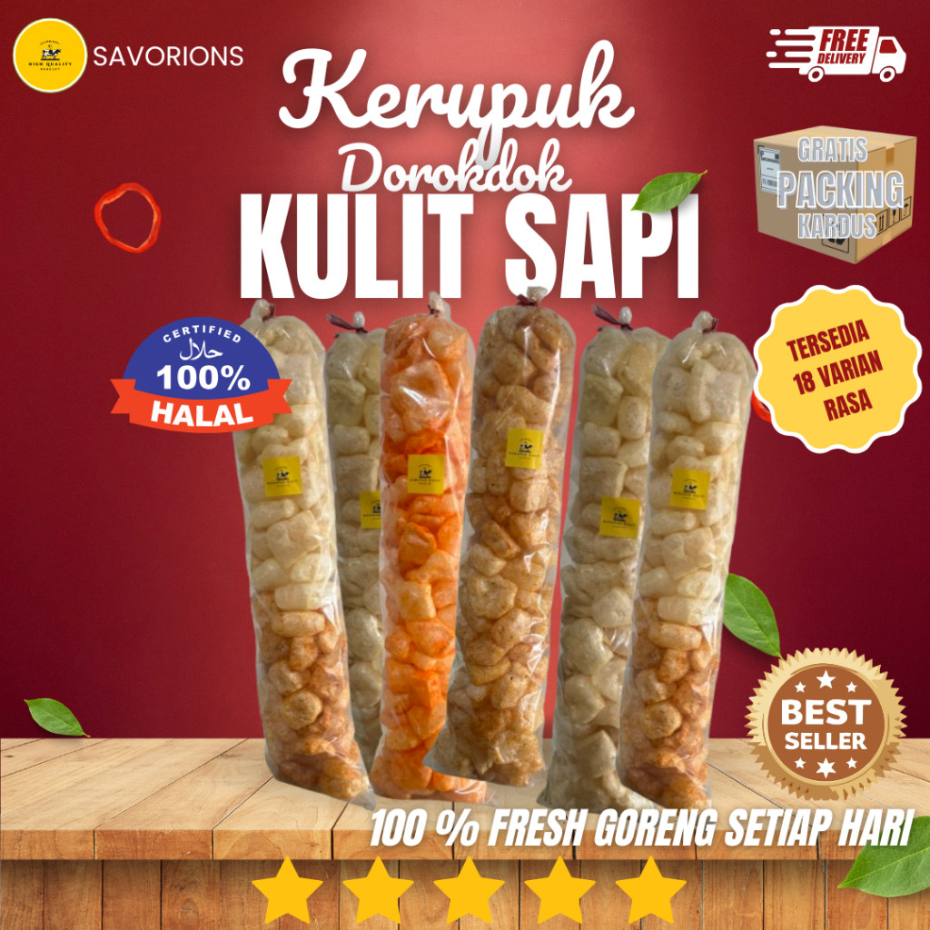 

New KERUPUK KULIT SAPI DOROKDOK VIRAL RAMBAK ENAK MURAH 1 BAL UKURAN BESARPremium