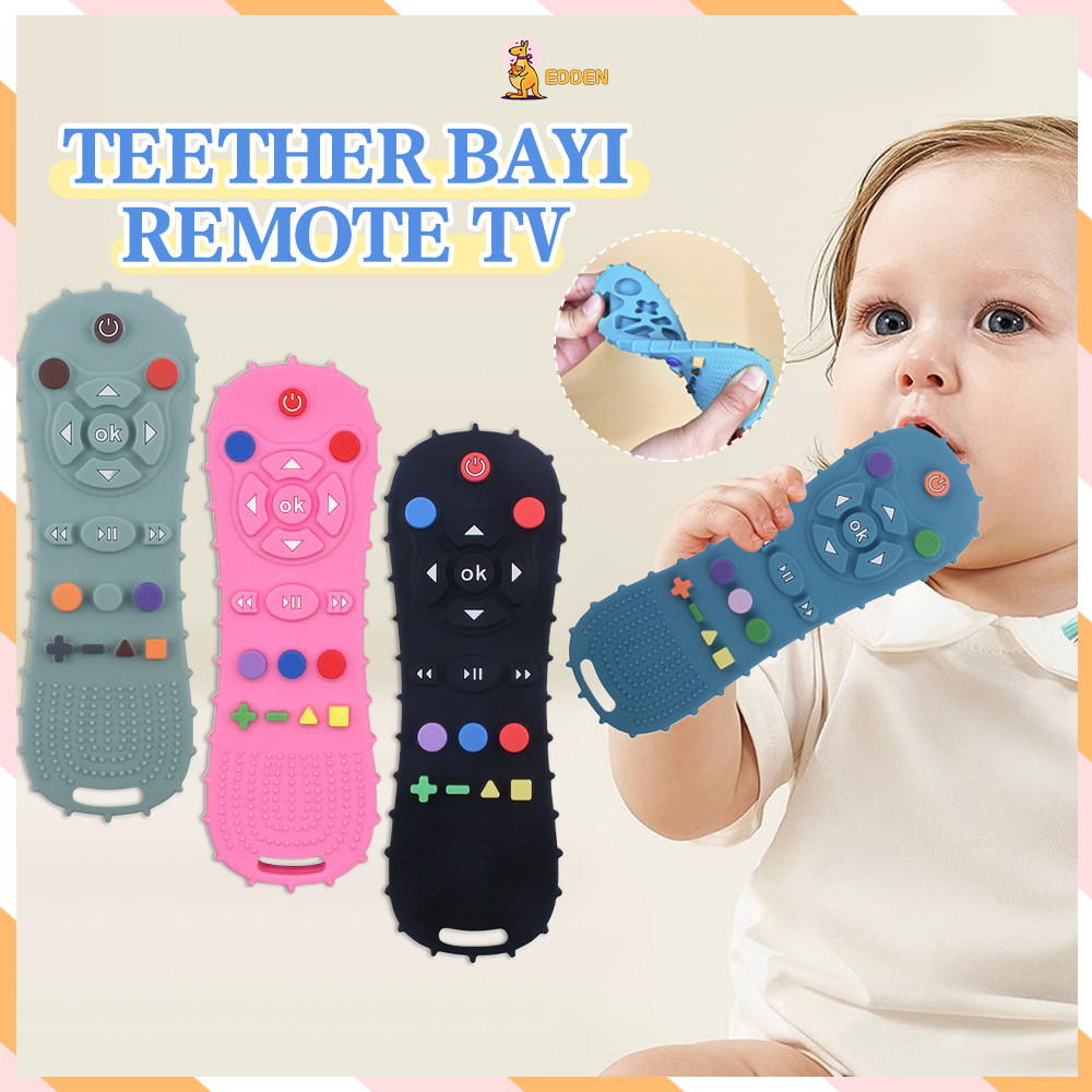Edden Teethers Silikon Untuk Bayi Mainan Teether Bayi BPA Free Bentuk Remote Control Bentuk