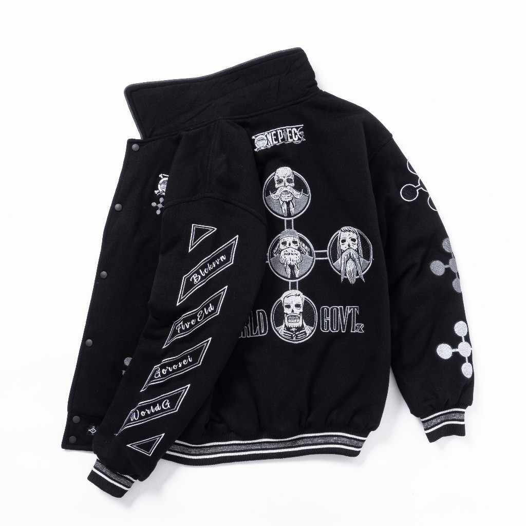 VARSITY JACKET - GOROSEI BLACK | ONE PIECE - FULL CATOON