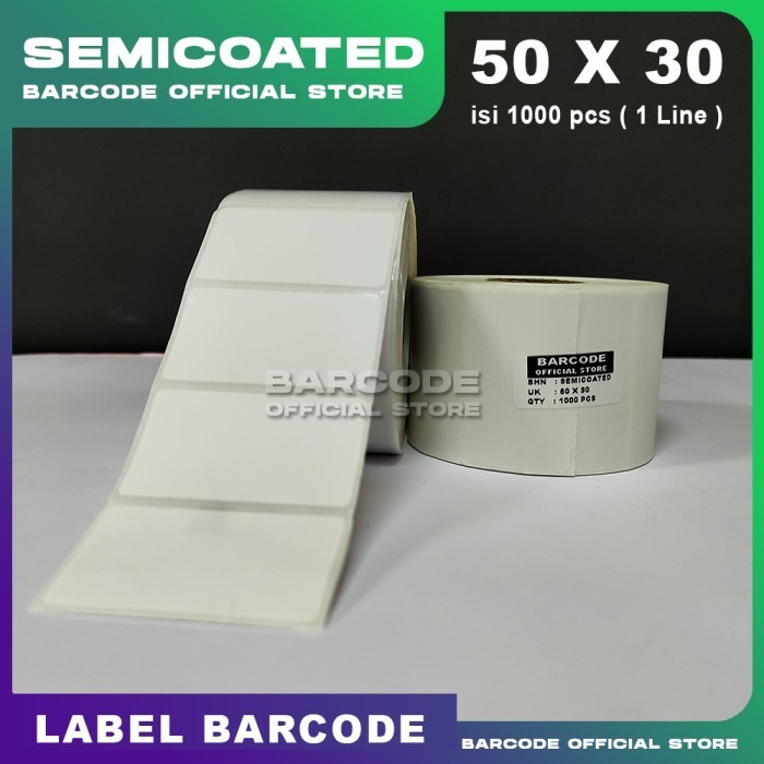 

LABEL BARCODE 50 X 30 (1LINE) KERTAS STICKER LABEL SEMICOATED 50X30 MM -TAM69