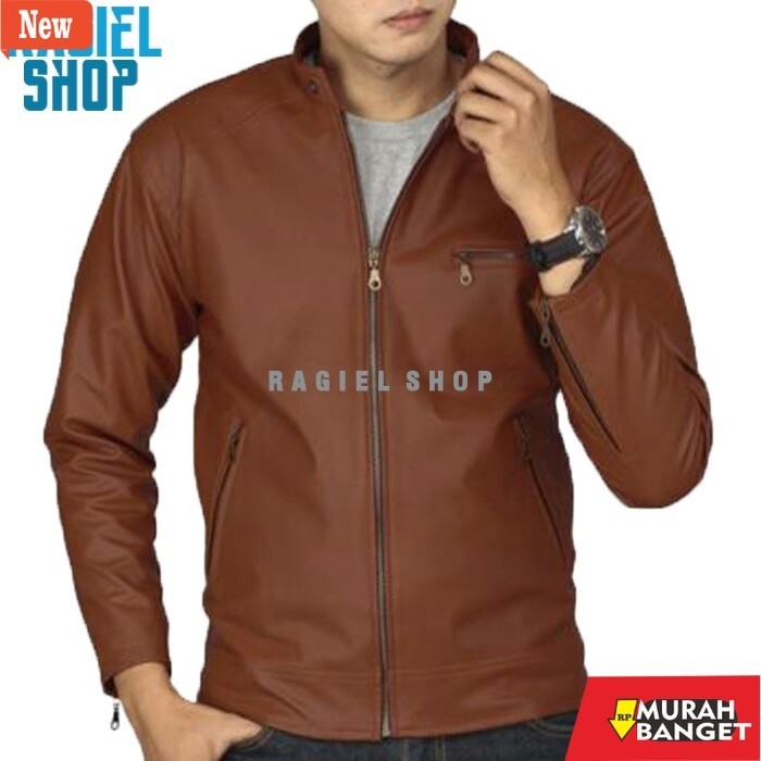 jaket kulit pria garut RGL x ABG - Jaket Pria Casual Formal Bahan Semi Kulit Sintetis Viena Faux Syn