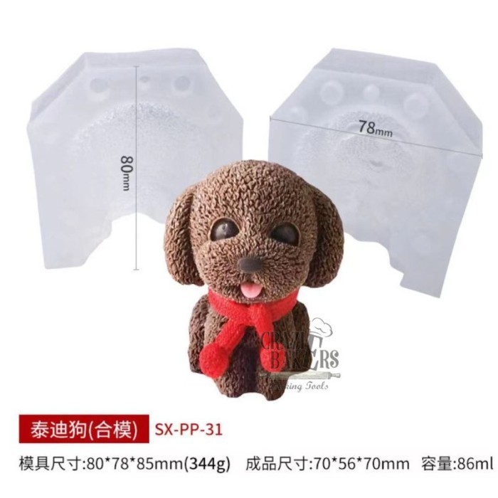 Lolalilu990 Cetakan Silikon Fondant Anjing Toy Poodle Dog 3D - Putih