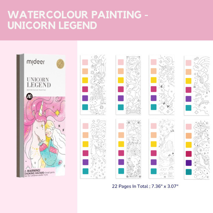

Mideer Watercolor Painting Brush Buku Lukis Cat Air Mewarnai Anak 5+ - Unicorn Legend