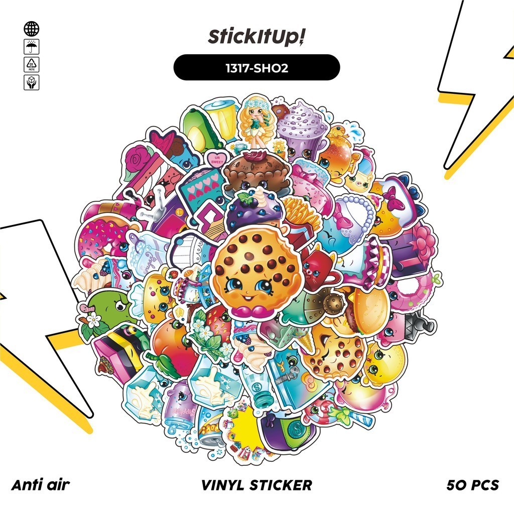 

COD✨ 100 Pcs Stiker Pack Shopkins v2 Lucu Aesthetic Vynil Waterproof untuk Freebies Sticker Buku Journal Casing HP Laptop
