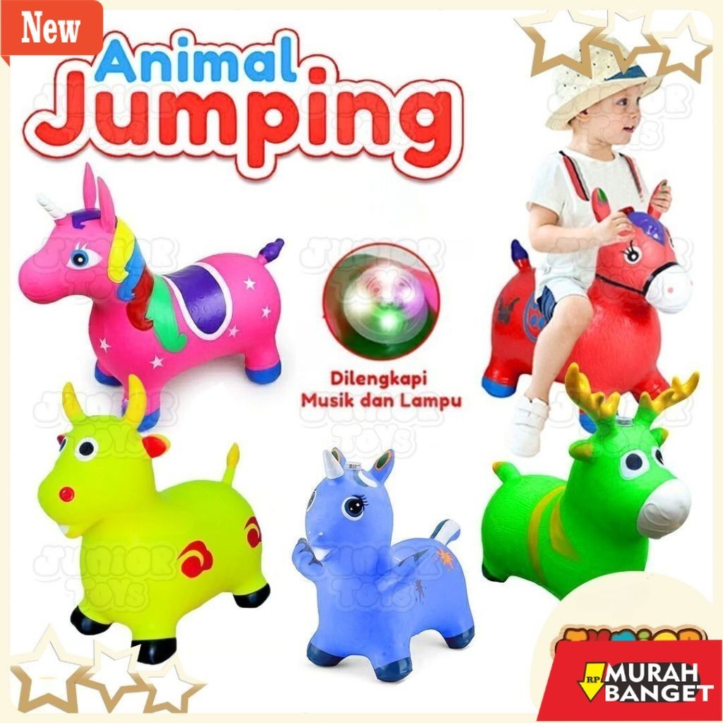 Mainan anak perempuan edukasi masakan yg viral- Kuda Kudaan Karet Jumping Animal Mainan Tunggang Ana