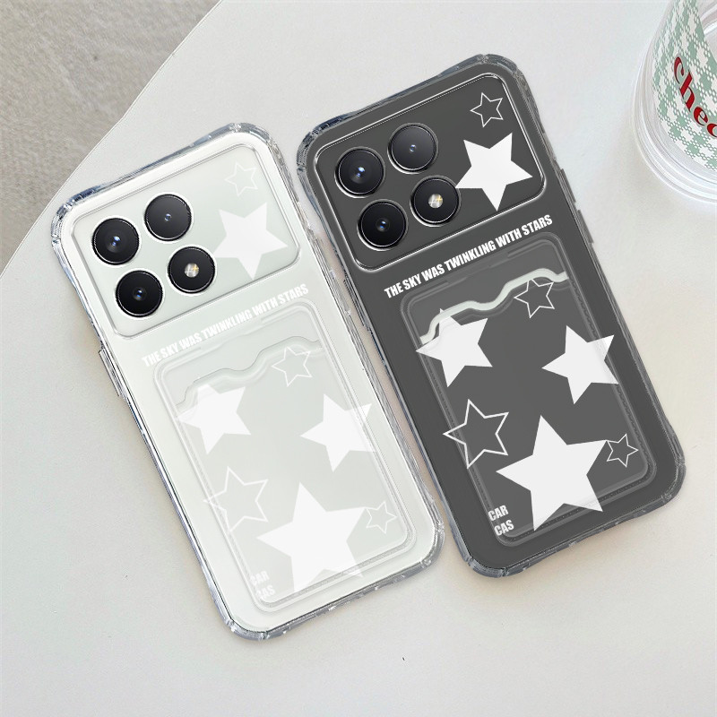 Put Id Card Five-Pointed Star Pattern Soft Case Casing For Redmi K50 Ultra/K60 Ultra/K70E/9 Power/9T