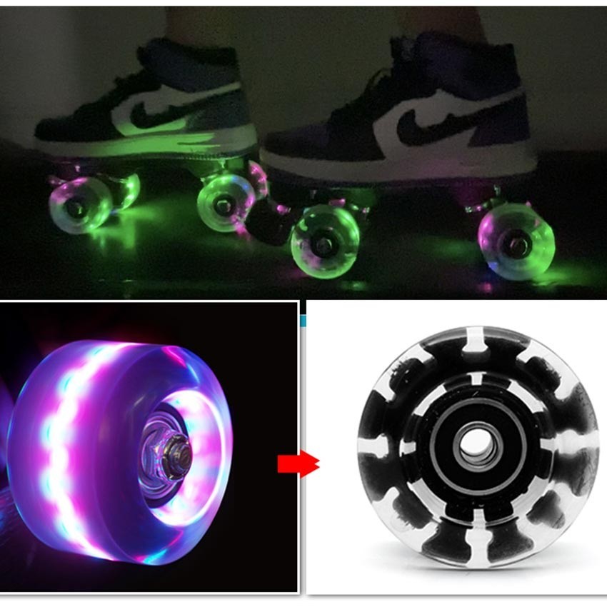 isi 4pcs LED Roda Karet PU untuk Roda Sepatu Roda dan Skateboard Inline Skate Luminous Roller