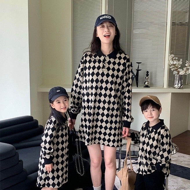 Kinowa Polo Shirt Couple Dress/ Couple Outfit Ibu  Anak  Laki-Laki Dan Perempuan