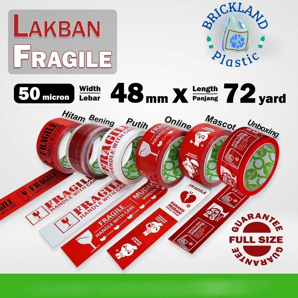 

48 mm Lakban FRAGILE Plakban Isolasi Satuan / LAKBAN MURAH PREMIUM