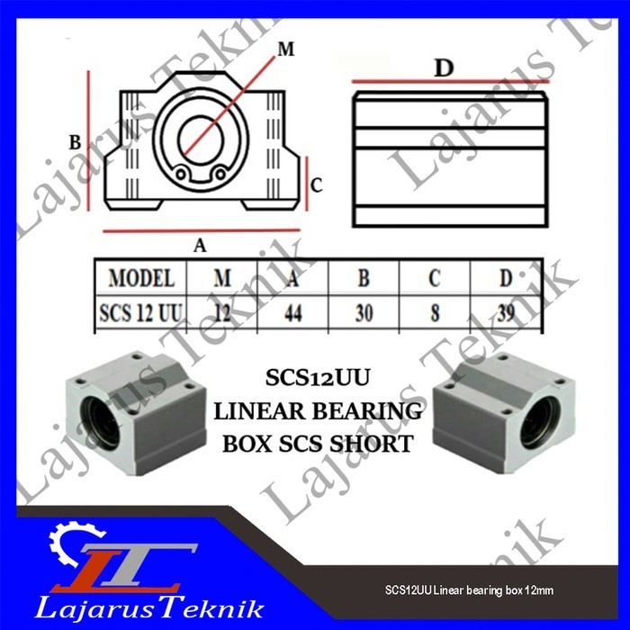 SCS 12UU Linear Bearing Box 12mm