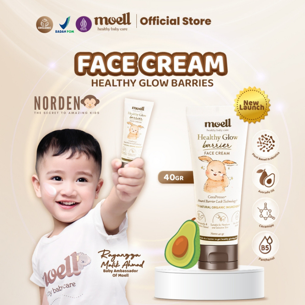 Moell Face Cream Healthy Glow Barrier / Pelembab Wajah Bayi / Cream Wajah / Krim Wajah