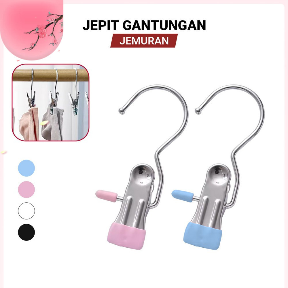 Jepit Gantungan Jemuran Mini Serbaguna C1052 Pants Hanger Clip Stainless Trousers Jeans Gantungan Ba