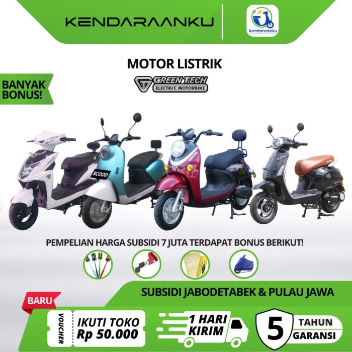 MOTOR LISTRIK SUBSIDI GREENTECH UNITY CLASSIC AERO VP SCOOD - 1000 WATT - 72V 32AH - OTR JABODETABEK