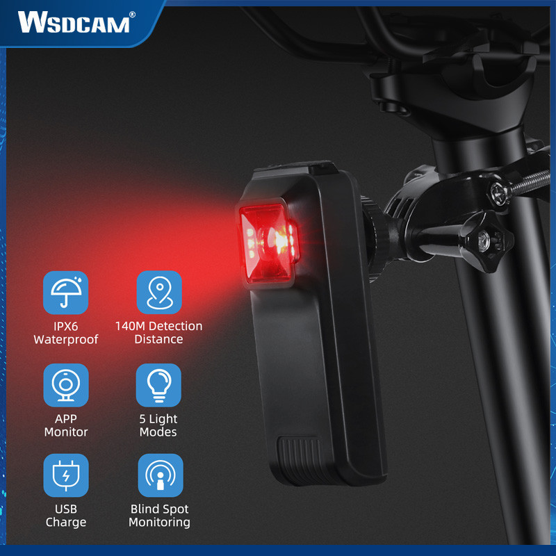 Wsdcam W100 Bicycle Rearview Radar Cycling Tail Light Brake Sensing Lamp Waterproof Four Lighting Mo