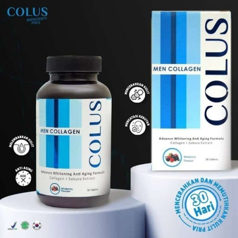 COLUS MEN Collagen Original Suplemen Pemutih Kulit Pria Made in Korea Isi 30 Kapsul