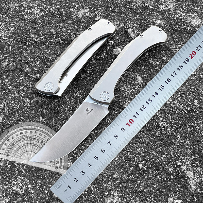 Pchak Folding Knife 14C28N Steel Titanium Alloy Handle Outdoor Camping EDC Pocket Knife Kitchen Fold