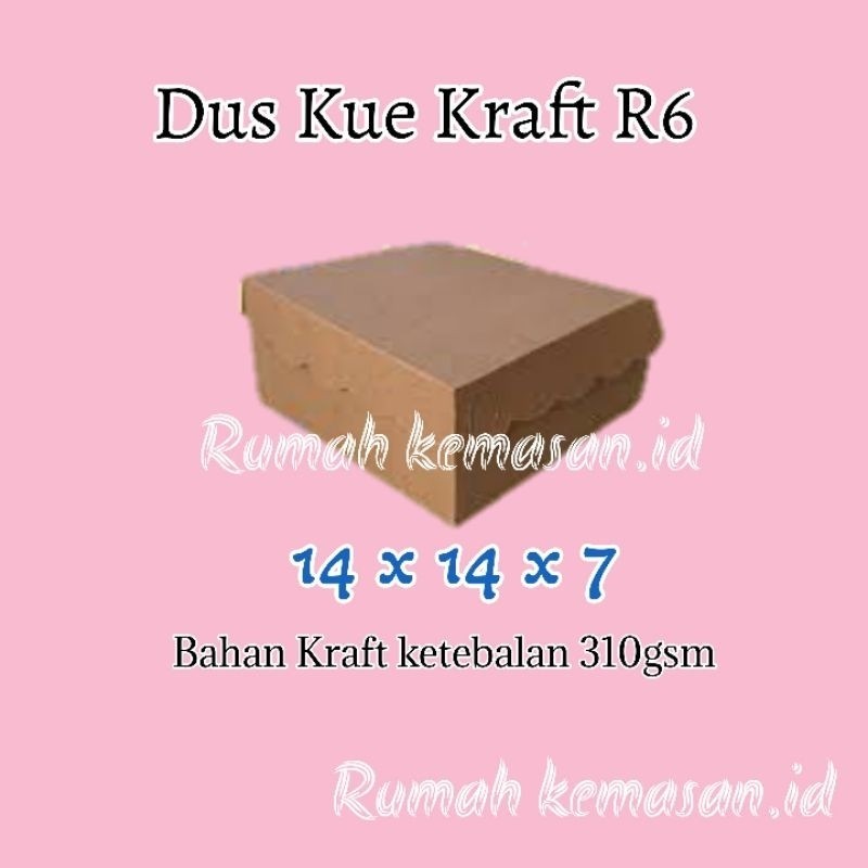 

TERMURAH Dos Kotak kue R6 14x14x7 Kraft tebal 310gsm / Kotak kue isi 5