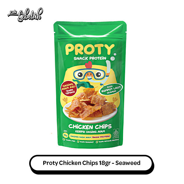 

Proty Chicken Chips Seaweed 18g - Keripik Daging Dada Ayam No MSG | High Protein | Healthy Snack | Cemilan Sehat | Gluten Free | Rak Sebelah