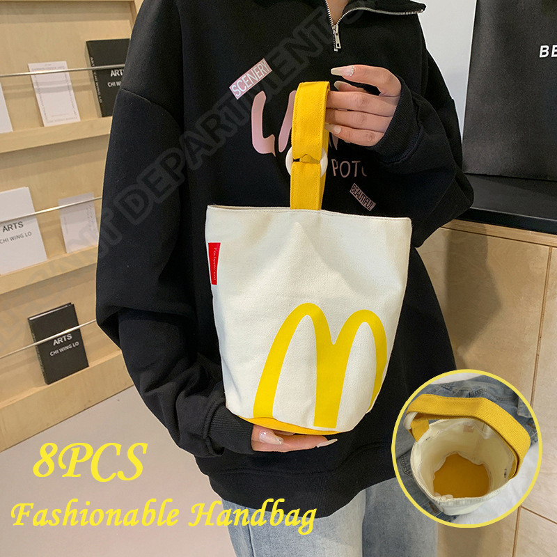 

McDonald School Bag Paper Bag Printing Lunch Box Bucket Bags Personality Student School Bag Casual Drawstring Bag Shoulder Bag